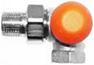 TS-98-V-Termostatický ventil s plynulým přednastavením úhlový pravý, číselná stupnice (oranžová krytka)